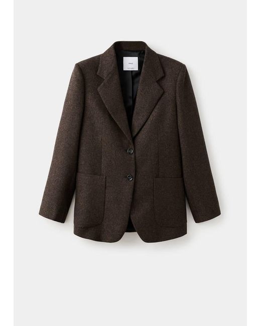 Mango Black Speckled Wool Suit Jacket