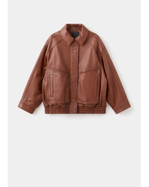 Mango Black Oversized Leather Jacket