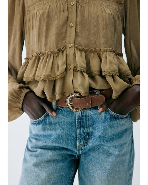 Mango Brown Suede Effect Belt