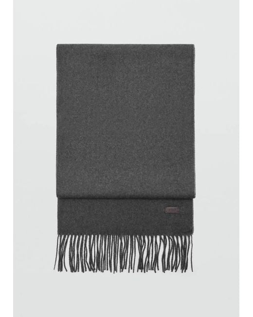 Mango Gray Plain Fringed Scarf for men