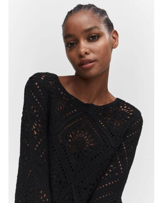 mango black crochet dress Hoops crochet dress - Women