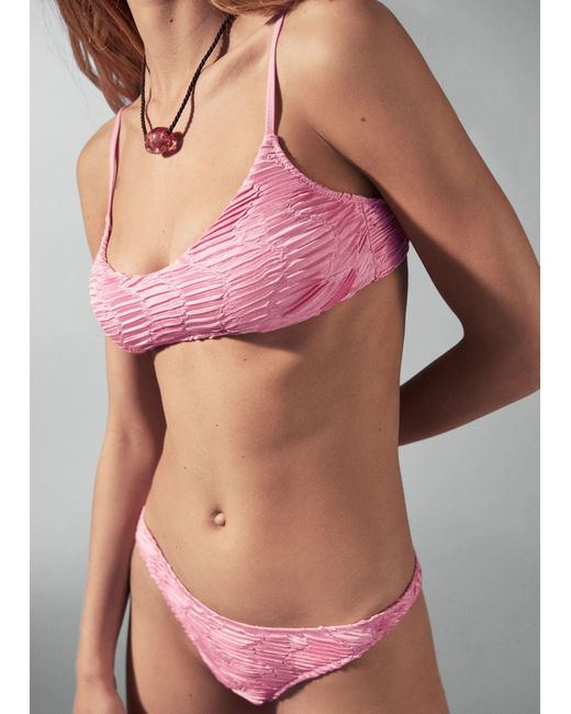 Mango Pink Pleated Bikini Top