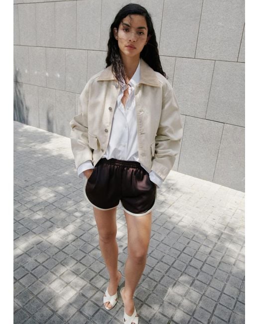 Mango Gray Denim Parka With Contrasting Collar