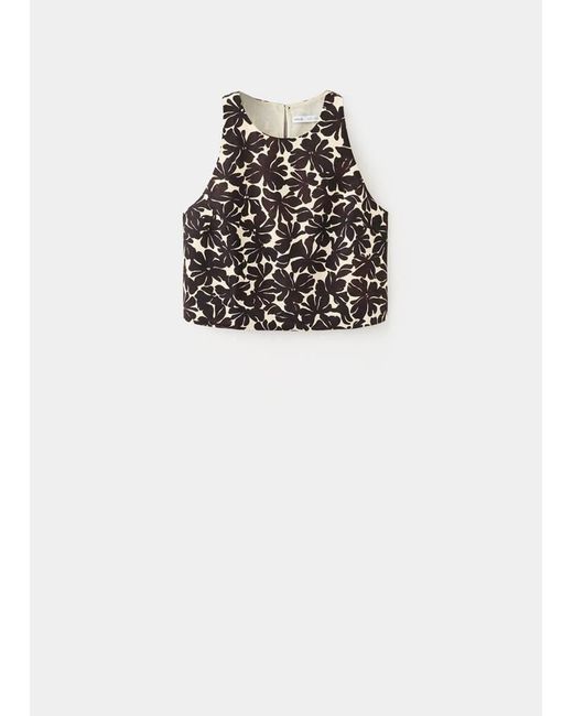 Mango White Floral Button-Back Top