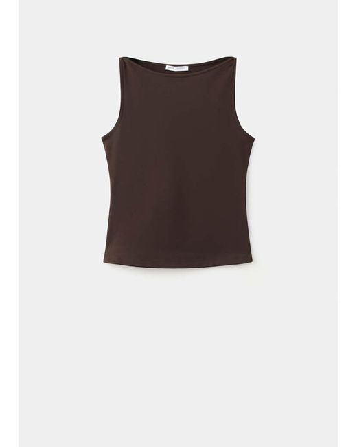 Mango Brown Fitted Crop Top