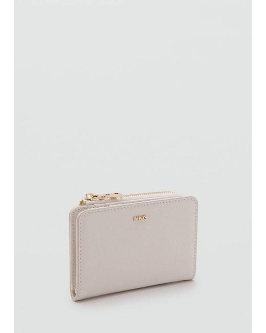 Mango Natural Small Wallet With Saffiano Effect