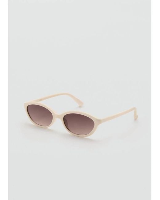 Mango White Rectangular-Frame Sunglasses