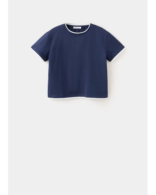 MANGO TEEN Blue Short Sleeve Double-Layer Effect T-Shirt