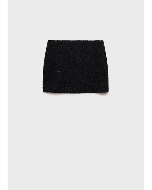 Mango White Bouclé Mini-Skirt
