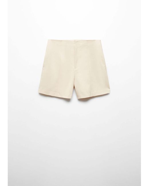 Mango White High-waist Straight Shorts