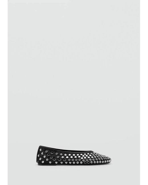 Mango Black Mesh Ballet Flats With Studs