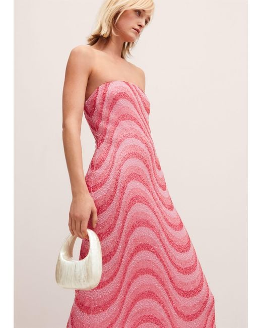 Mango Pink Pearl-effect Clutch Bag Ivory
