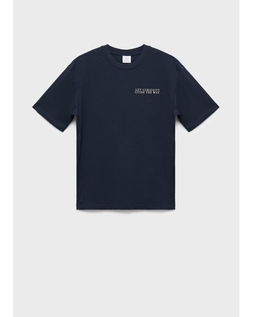 Mango Blue 100% Cotton T-Shirt Text for men
