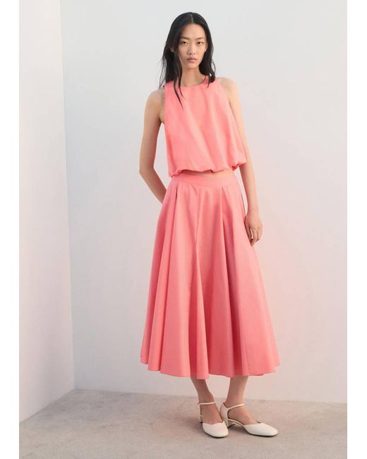 Mango Pink Flared Midi-Skirt
