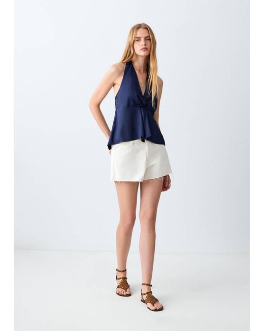 MANGO TEEN Blue Halter Top With Open Back