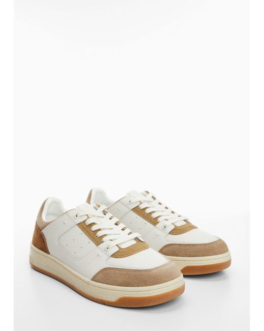 Mango White Leather Mixed Sneakers Light/pastel for men