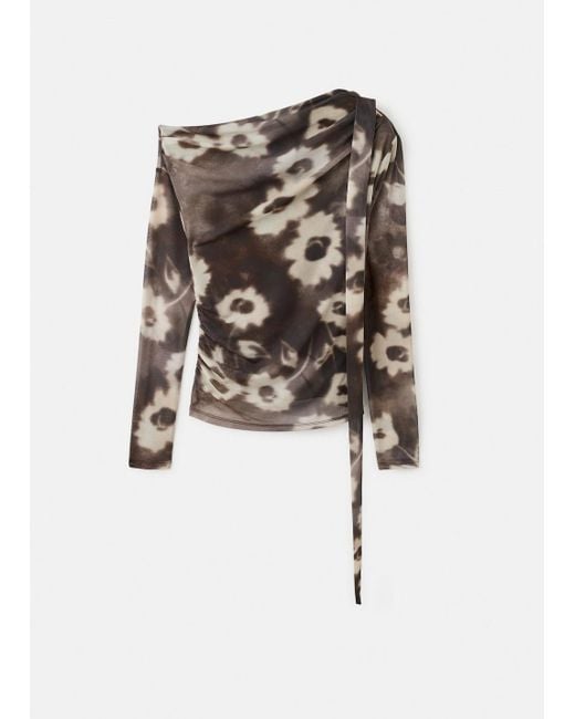 Mango Brown Floral-Print T-Shirt With Scarf