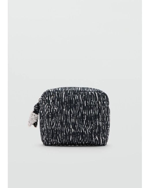 MANGO TEEN Black Zebra Print Wash Bag