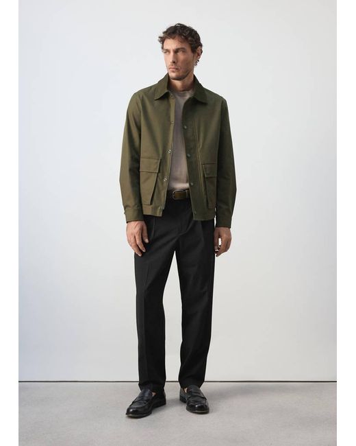 Mango Green Water-Repellent Jacket With Pockets for men