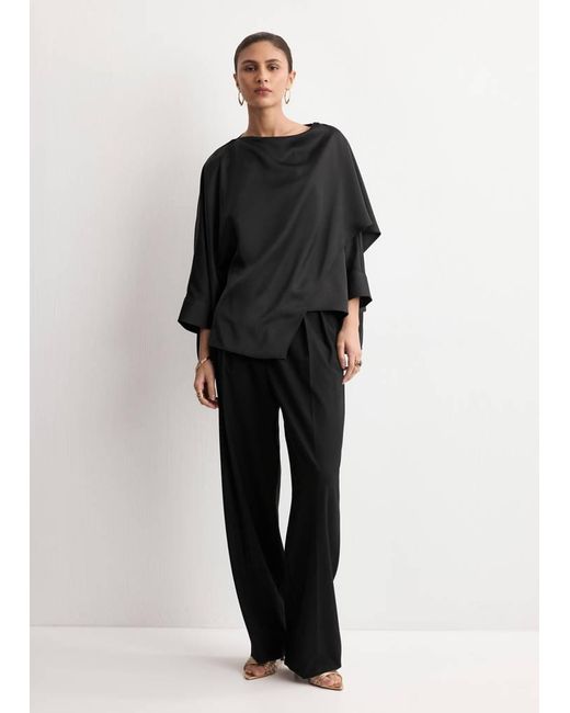 Mango Black A-Line Satin Blouse