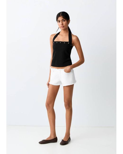 MANGO TEEN White Square Neck Halter Top
