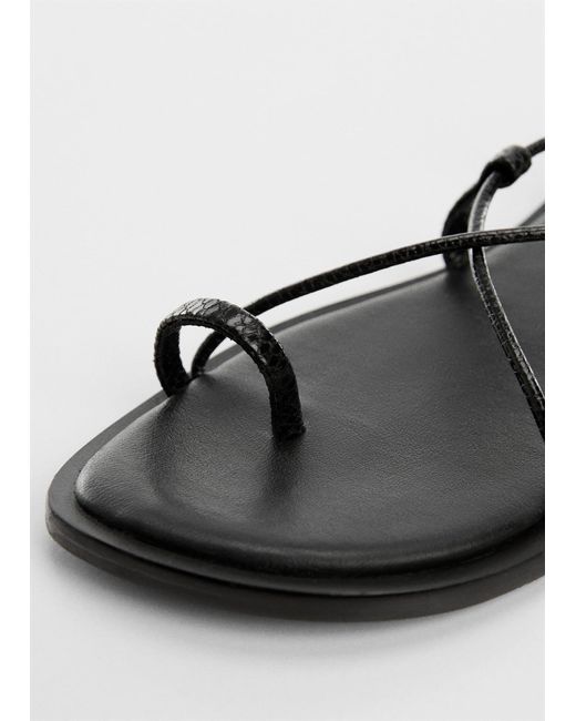 Mango White Leather Straps Sandals
