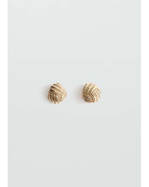 Mango White Round Embossed Stainless Steel Earrings