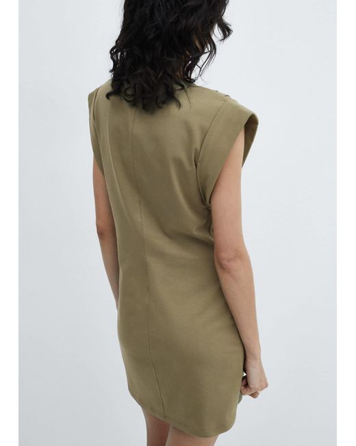 Mango Green Knitted Dress With Turn-up Sleeves