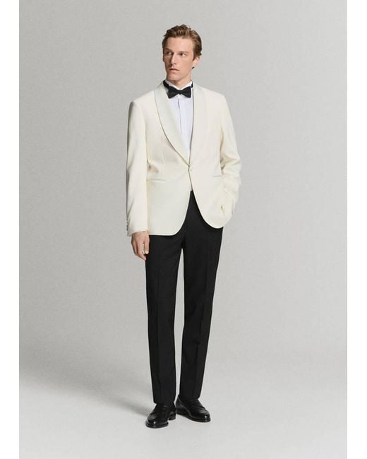 Mango White Slim Fit Wool Dinner Jacket for men