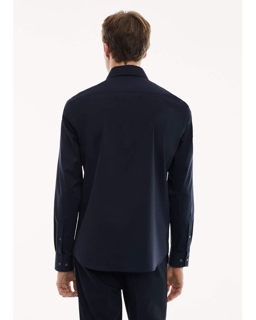 Mango Blue Regular-fit Stretch Cotton Shirt for men