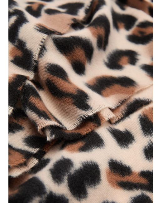 Mango Black Leopard-Print Scarf