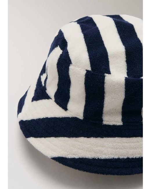 Mango Blue Striped Terry Cotton Bucket Hat