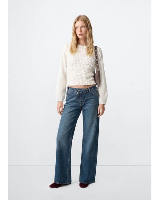 MANGO TEEN White Contrast Texture Blouse
