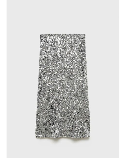 Mango Gray Sequin Midi Skirt