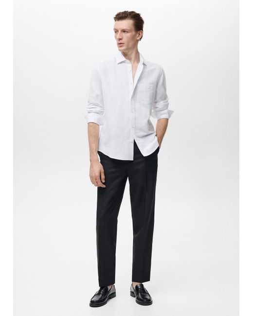 Mango Leinen-Hemdbluse Mit Tasche in White für Herren