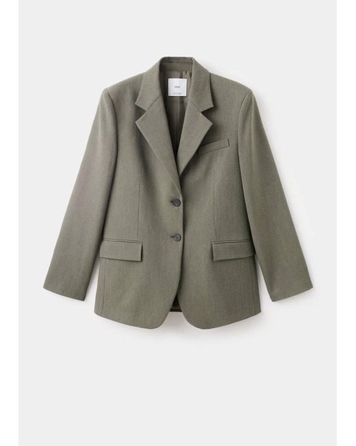 Mango Gray Suit Blazer With Flap Pockets