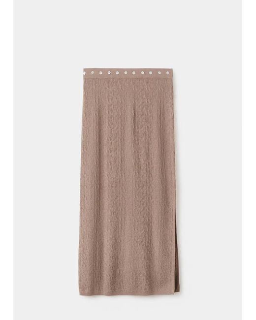 Mango White Button Skirt With Side Slit