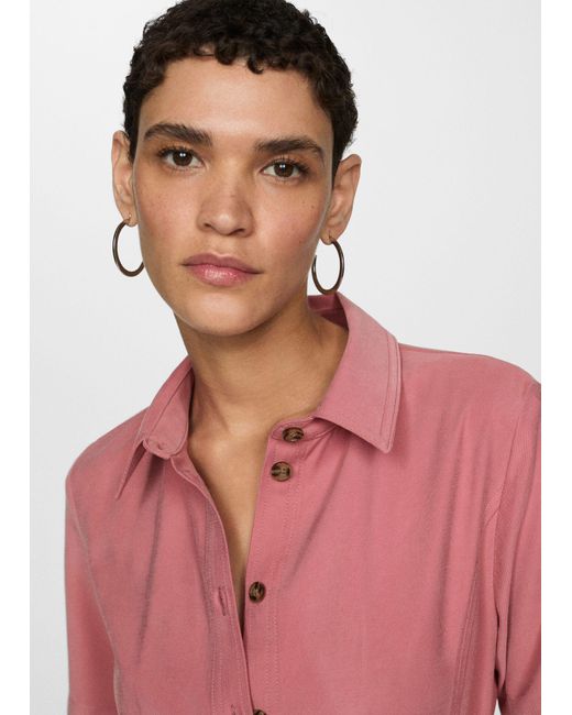 Mango Pink Bow Shirt Dress Pastel