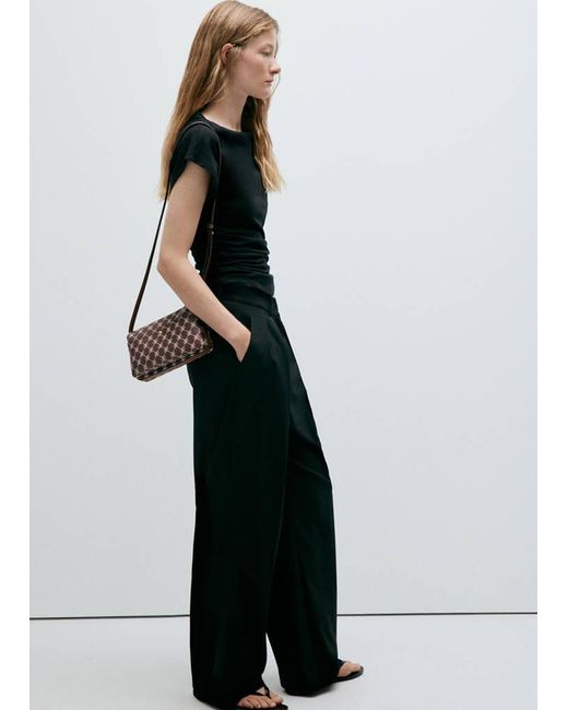 Mango White Shoulder Bag With Printed Logo