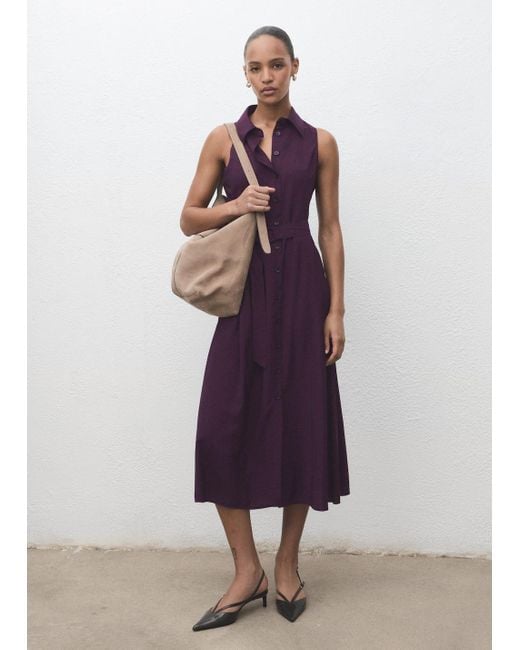 Mango Purple Belt Shirt Dress