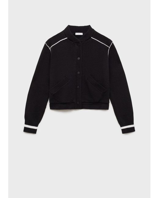 Mango Blue Knitted Bomber Jacket