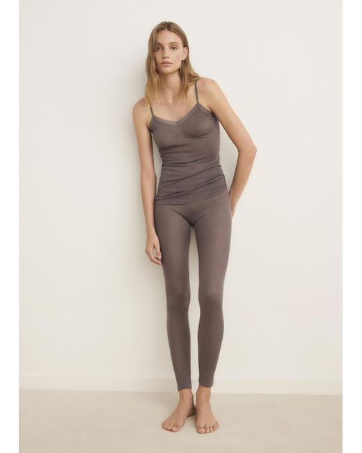 Mango Natural Ribbed Pyjama Top