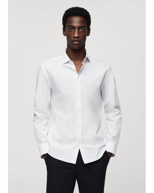 Mango White Coolmax Cotton Shirt for men