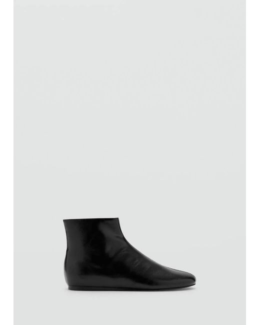 Mango Black Flat Ankle Boots With Zip