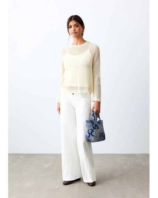 MANGO TEEN White Openwork Knit Sweater