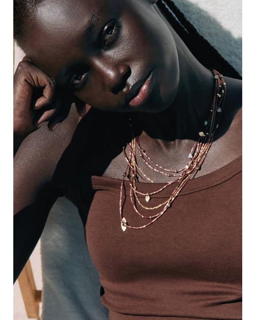 MANGO TEEN Pink Bead Multiple Necklace