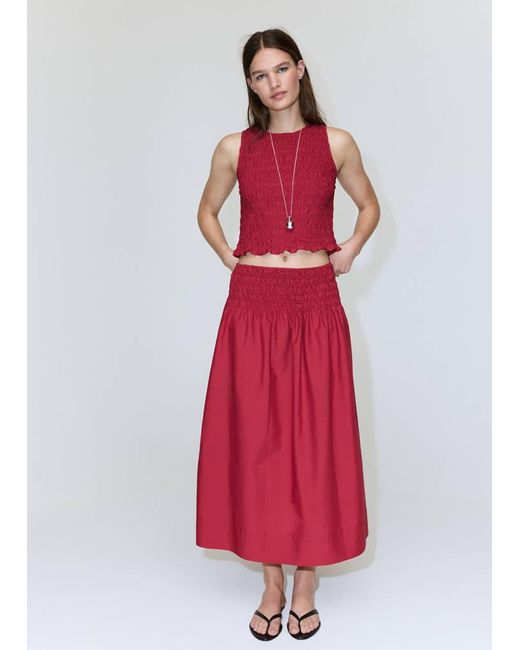 Mango Red Honeycomb Lyocell Top