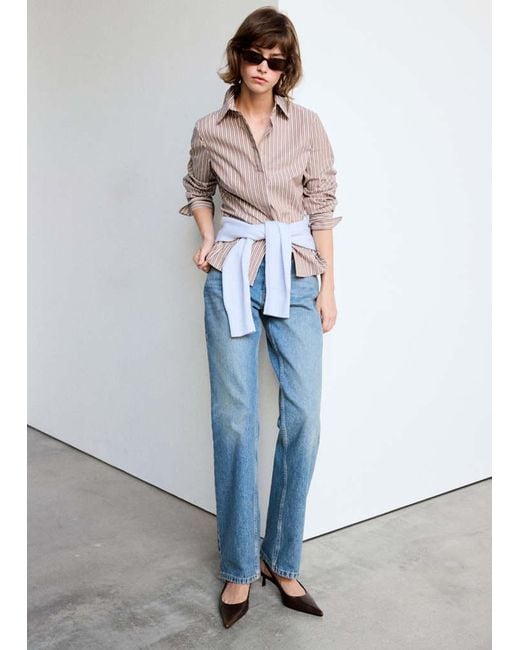 Mango Pink Tailliertes Baumwollhemd