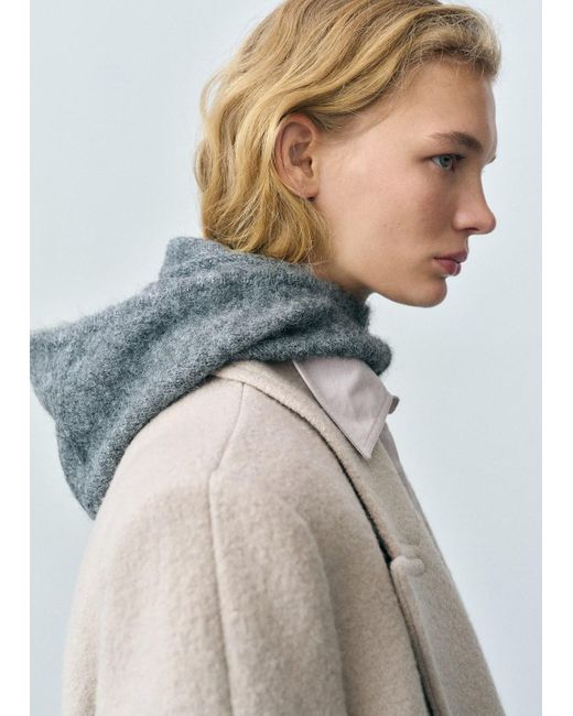 Mango Gray Balaclava Knit Buttons