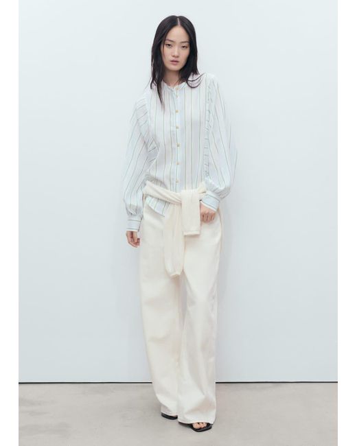 Mango Blue Stripe-Print Shirt